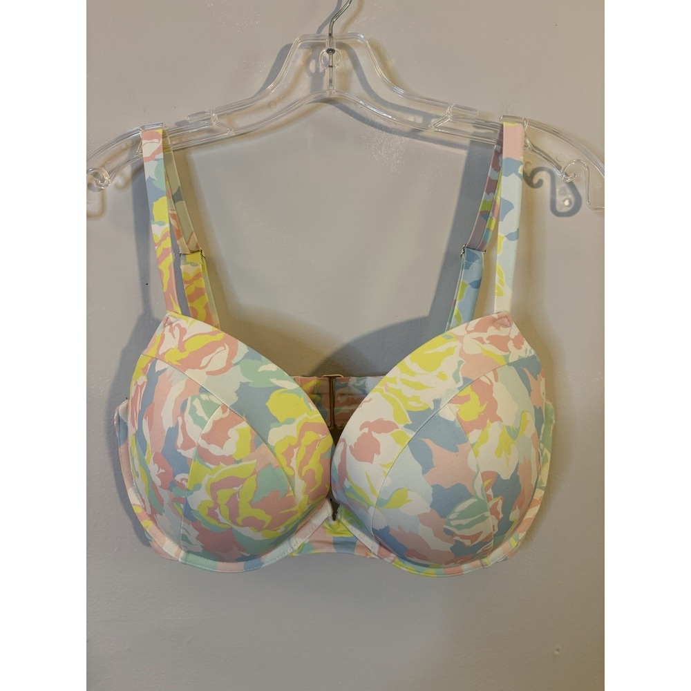 VICTORIA'S SECRET Pastel Floral Padded Underwire Bikini Top 36DD Swim Beach Sexy